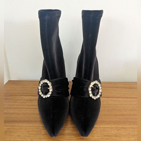 Raye Jeweled Whimsigoth Witchy Feminine Dark Academia Edgy Chic Velvet Boots 7 ½ - Picture 12 of 13